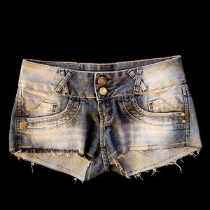 Emporio - LG Blue Wide Band Distressed Denim Micro Shorts